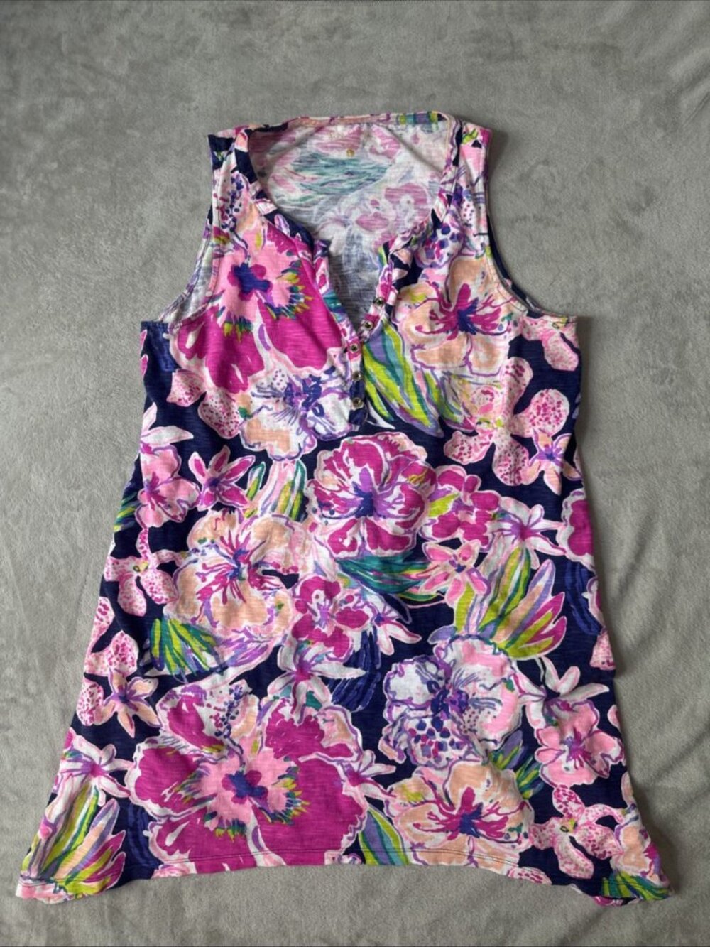 Lilly Pulitzer floral sleeveless dress tropical popover shift dress size L